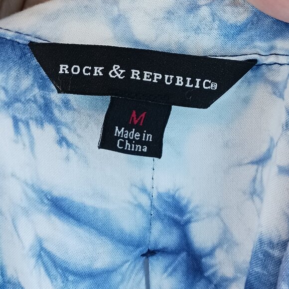 #36 3/$18 - Rock & Republic Blue/White Button Down Tank Top Size M - Picture 5 of 6